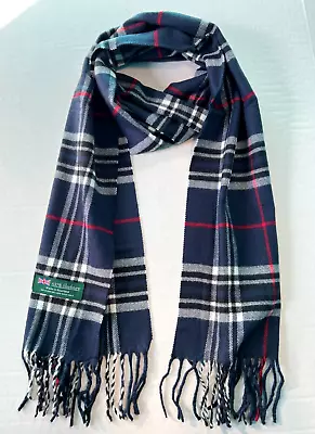 Mens Womens Winter Warm SCOTLAND Made 100% CASHMERE Scarf Plaid Dark Blue • $7.99