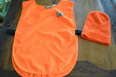 $12.75 • Buy Buckmasters Flourescent Orange Blaze Hunting Vest & Knit Hat, Preowned