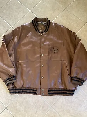 Vintage Marc Ecko Brown 100% Leather Bomber Jacket. 2x / 3x. Good Condition. • $175