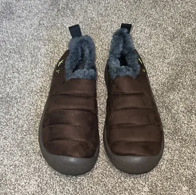 Brand New Men's Brown Warm Faux Fur Lined Slippers Non Slip Sole Size 5 • £5.99