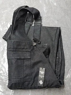 Enzo Jeans Dungarees Men Size 42R Black Denim Overalls Jumpsuit Workwear • $39.99