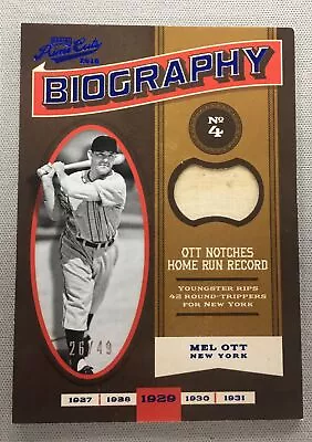 Mel Ott 2016 Panini Prime Cuts Biography Game Used Bat Material /49 • $49.99