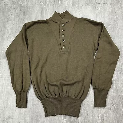 Vintage Us Army Military Sweater Men's Xl Olive Drab Od 100% Wool Henley 80s Usa • $49.99