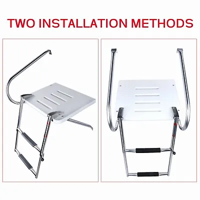 Folding 2 Steps Boat Ladder Swim Deck Ladder With Platform Hand Railing Ladder • $132.90