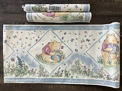 Classic Winnie The Pooh Wallpaper Border Remnants VTG Sunworthy Self-Stick • $17.99