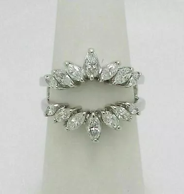 2.00 Ct Simulated Diamond Marquise Enhancer Guard Wrap Ring 925 Sterling Silver • $113.99