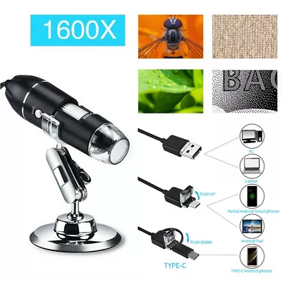 1600X USB Wired Microscope Camera Magnifier Digital Android Phone Mac Windows 10 • $19.88