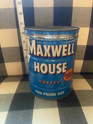 Vintage Maxwell House Coffee Empty Tin Can 2 Lb. With Lid • $24