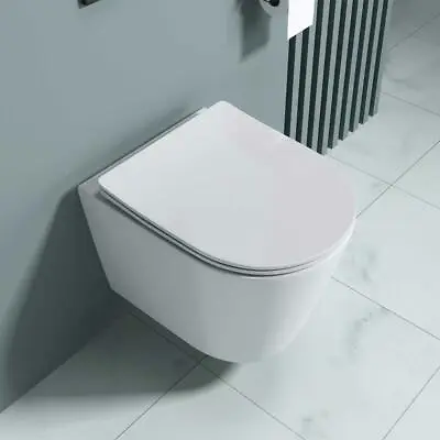 £139.95 • Buy Durovin Bathrooms Toilet Pan Wall Hung Rimless Flush Round & Soft Close Seat