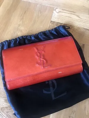 YSL Saint Laurent Red Patent Leather Evening Clutch • $750