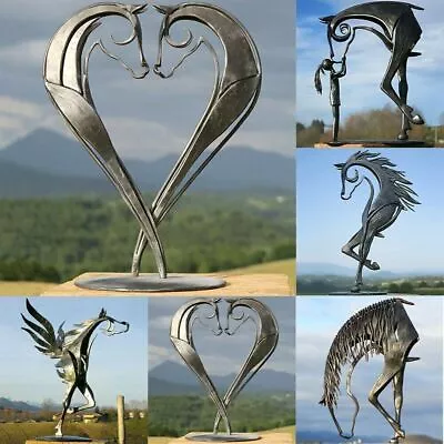 Metal Horse Statue Sculpture Outdoor Garden Ornament Figurine Decor Art Craft • £17.66