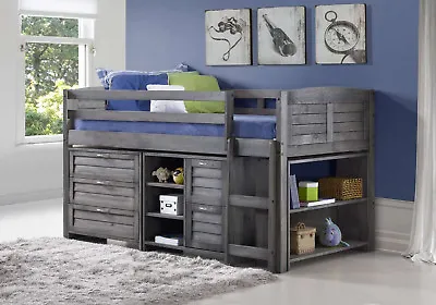 Cosy Mid Sleeper Kids Childrens Bed With Storage Drawers Bookcase - Pine • £699.99