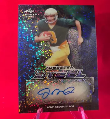 JOE MONTANA 2023 Leaf Trinity STEEL Refractor AUTOGRAPH 7/9 SSP AUTO • $49.99