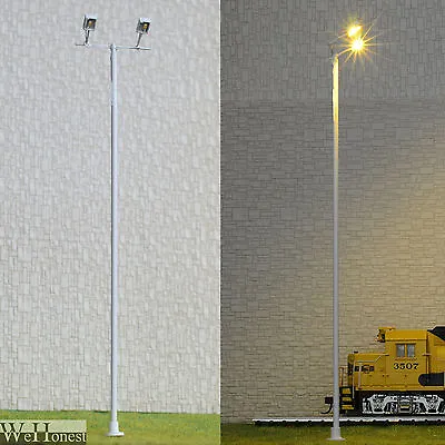 1 X O Scale Plaza Lamp Post Model Led Street Light Floodlight Square Lamp #012 • $4.99