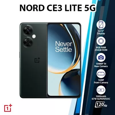OnePlus Nord CE 3 Lite 5G Android Mobile Phone (Grey 8GB+256GB Dual SIM New) • $526.35