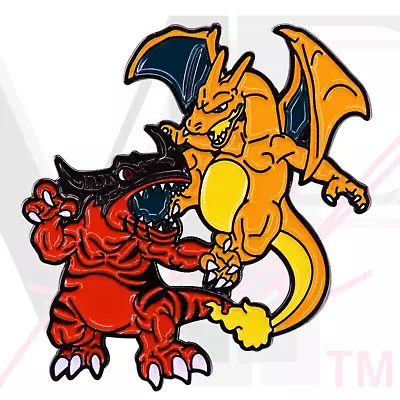 Pokemon Digimon Monsters Soft Enamel Pin Collectible Clutch CHARIZARD VS GREYMON • $10.78