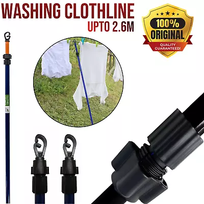 Heavy Duty Telescopic Clothes Washing Line Prop Extendable Up 2.6m Support Pole • £8.15