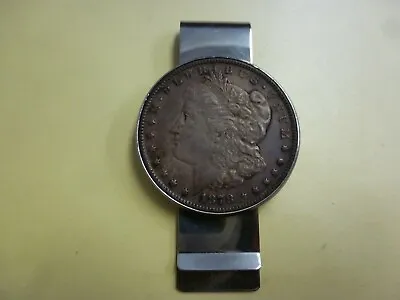 1878 Morgan Silver Dollar Money Clip--Phoenix Of Hartford Ins. Co. • $75