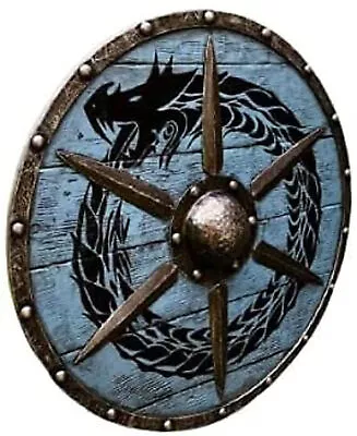 Medieval Shield Woden Dragon Medieval Round Shield Viking Shield Cosplay Battle • £79.18