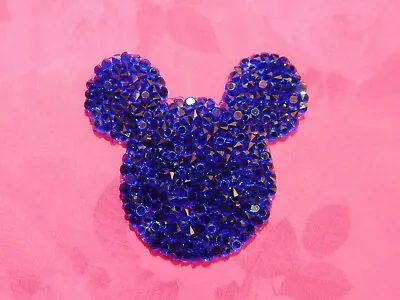 Disney Mickey Mouse Head Crystal Royal Blue Applique Iron On Hot Fix Patch • $5.99