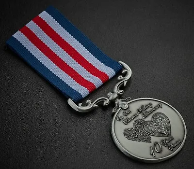 Our 10th Titanium Wedding Anniversary Service Medal. Gift/Present. Silver • £9.99