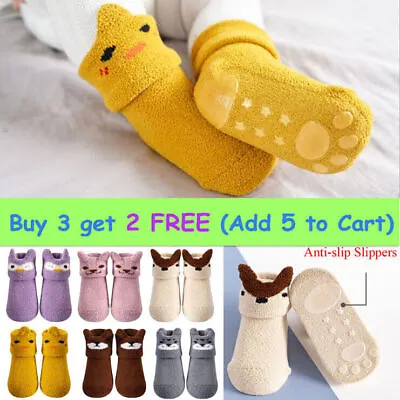 £4.16 • Buy Slippers Anti-slip Toddler Outdoor Floor Socks Girl Baby Boy Cotton Fuzzy Shoes