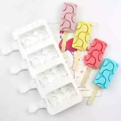 Silicone Ice Cream Mould Popsicle Lolly Frozen Dessert Maker Cakesicles Tray 4 • £3.76