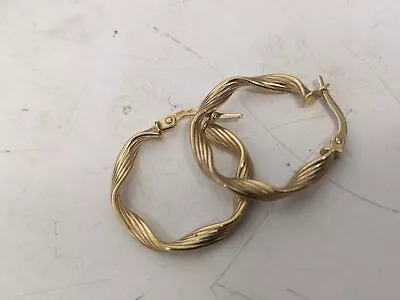 9ct Yellow Gold Hoops Or Creole Earrings 22mm Aprox • £45