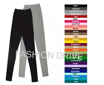 Cotton Spandex 36  Inseam Full Length Leggings Women Size S - 5XL 30 Colors USA • $16.50