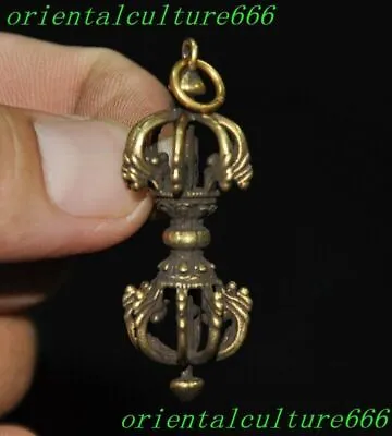 1.8 Tibetan Buddhism Bronze Vajra Dorje Phurpa Exorcism Talisman Statue Pendant • $5.87