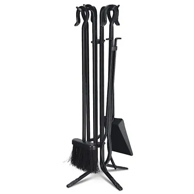 $60.49 • Buy 5 Pcs Fireplace Tools Standing Set Iron Fire Place Tool Hearth W/ Accessories