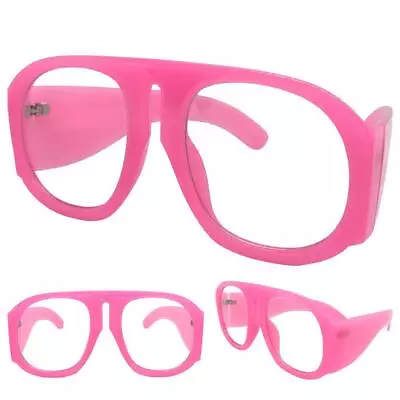 OVERSIZE EXAGGERATED Classic Retro Clear Lens EYE GLASSES Super Thick Pink Frame • $19.99