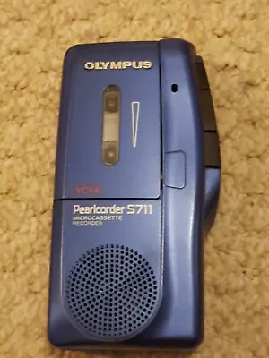 £29 • Buy OLYMPUS PEARLCORDER S711 MICROCASSETTE RECORDER  BLUE And One Used Tape GWO 