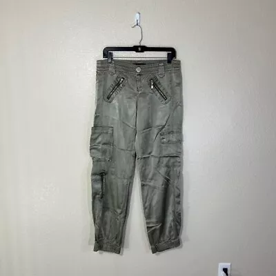 Z Cavaricci Jeans Green Satin Baggy Cargo Jogger Relazed Pants 32x31 • $49