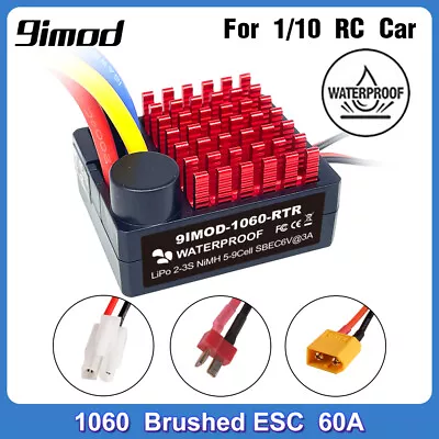 9IMOD 1060 Waterproof 60A Brushed ESC BEC For 1/10 Axial SCX10 Traxxas TRX4 TRX6 • £13.19