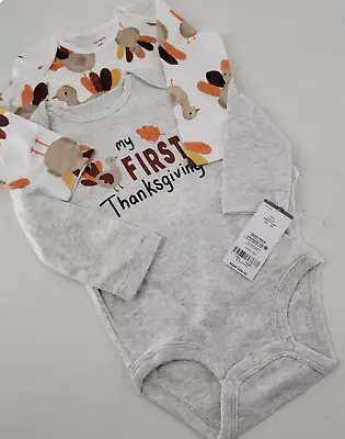 Carter's Infant 18M My First Thanksgiving & Turkey Bodysuits Snap Shirt NEW • $13.99