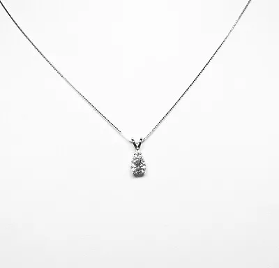 Sterling Silver Classic CZ Pendant W/18  Sterling Silver Box Link Chain • $8.50