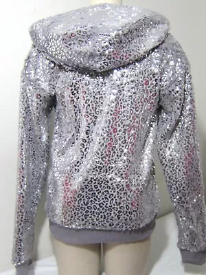 BLING Victoria Secret Pink LEOPARD CHEETAH LOGO FUR SWEAT SHIRT JACKET HOODIE S • $119