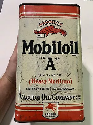 Vintage Original Rare Mobiloil A Gargoyle Pegasus Vacuum Oil 1 Gallon Oil Can • $275