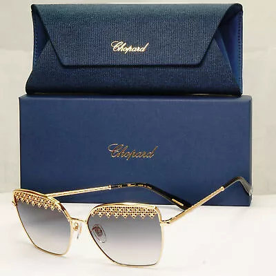 £332.50 • Buy Chopard Sunglasses Gold Ornate Grey Smoke Gradient Square SCHF76S 0300