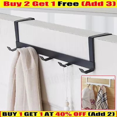 5 Hooks Over The Door Hanger Racks Organizer.Clothes Storage Silver.Towel Coat. • £2.99