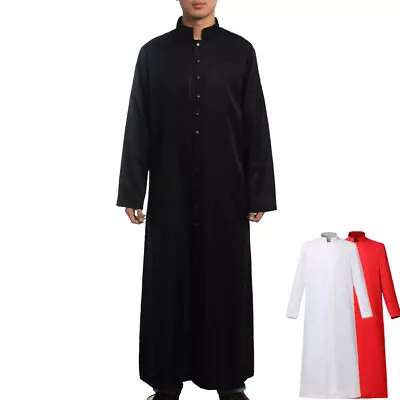 Church Men Roman Cassock Orthodox Clergy Robe Single Breasted Priest Vestments • $38.99