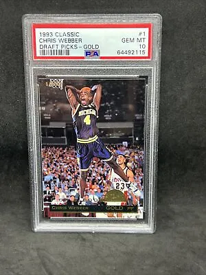 1993 CLASSIC DRAFT PICKS GOLD #1 CHRIS WEBBER POP 4 PSA 10 Gem Mint Michigan • $300