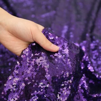 £1.09 • Buy Purple 3mm Sequin Fabric Sparkly Bling Material 2W Stretch 130cm Wide Metre