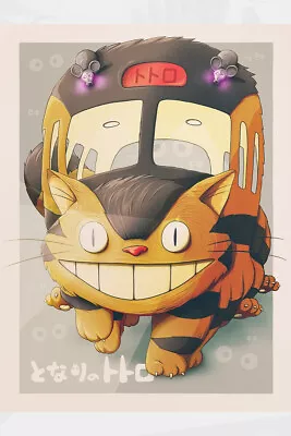 Large Poster My Neighbor Totoro Tsukamori Cat Bus Anime  Mondo Limited NEW PAINT • $89.90