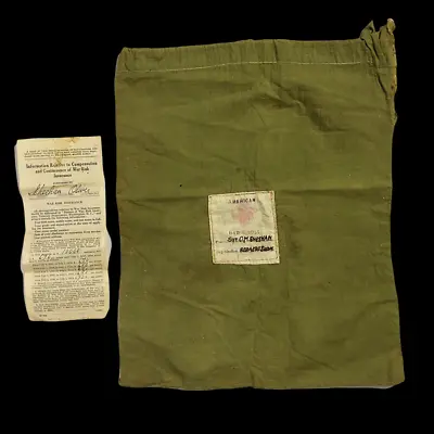 WWI Sgt. O. Sheehan 803rd Aero Squadron American Red Cross Comfort Bag Lot • $63.75