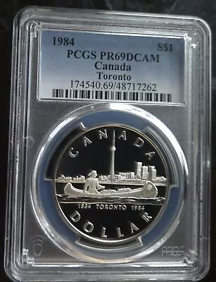 1984 $$1  Pcgs Pr69dcam Silver Canada Dollar Silver Dollar Canadian Proof Coin • $16.50