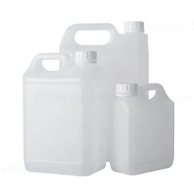 1L / 2.5L / 5L Litre Plastic Jerry Can Bottle Water Container With Tamper Caps • £7.13