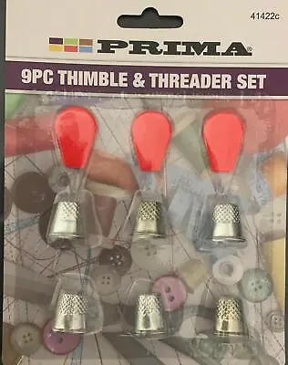 £2.89 • Buy 9 PCs Thimble & Threader Set Sewing 6 Thimbles 3 Threaders Tailor Dressmakers