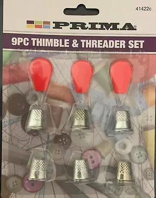 £2.88 • Buy 9 PCs Thimble & Threader Set Sewing 6 Thimbles 3 Threaders Tailor Dressmakers
